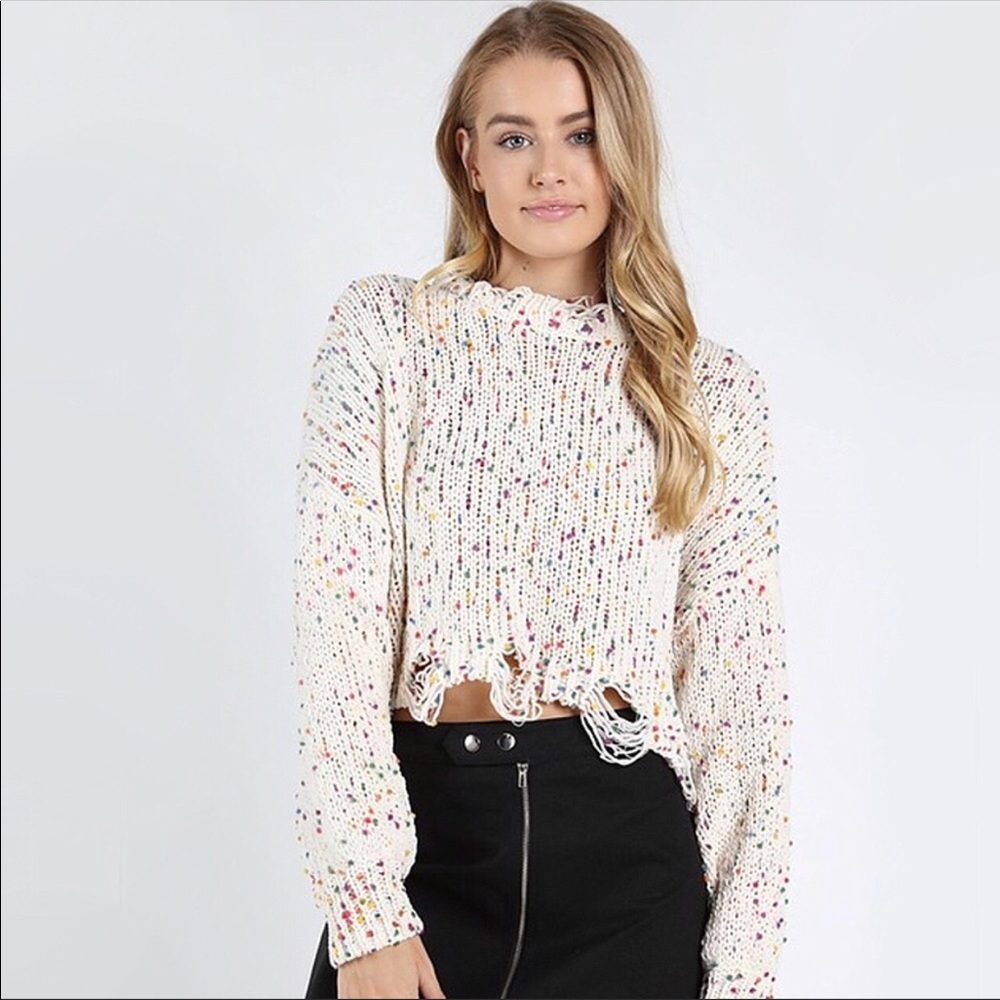 ❤️ LAST ONE! Chenille Embellished Confetti Sweater - Picture 3 of 7